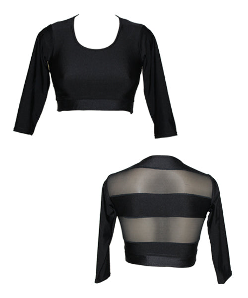 Top with 3/4 Sleeves Mesh in Black (MIT3/4B) - Turning Point