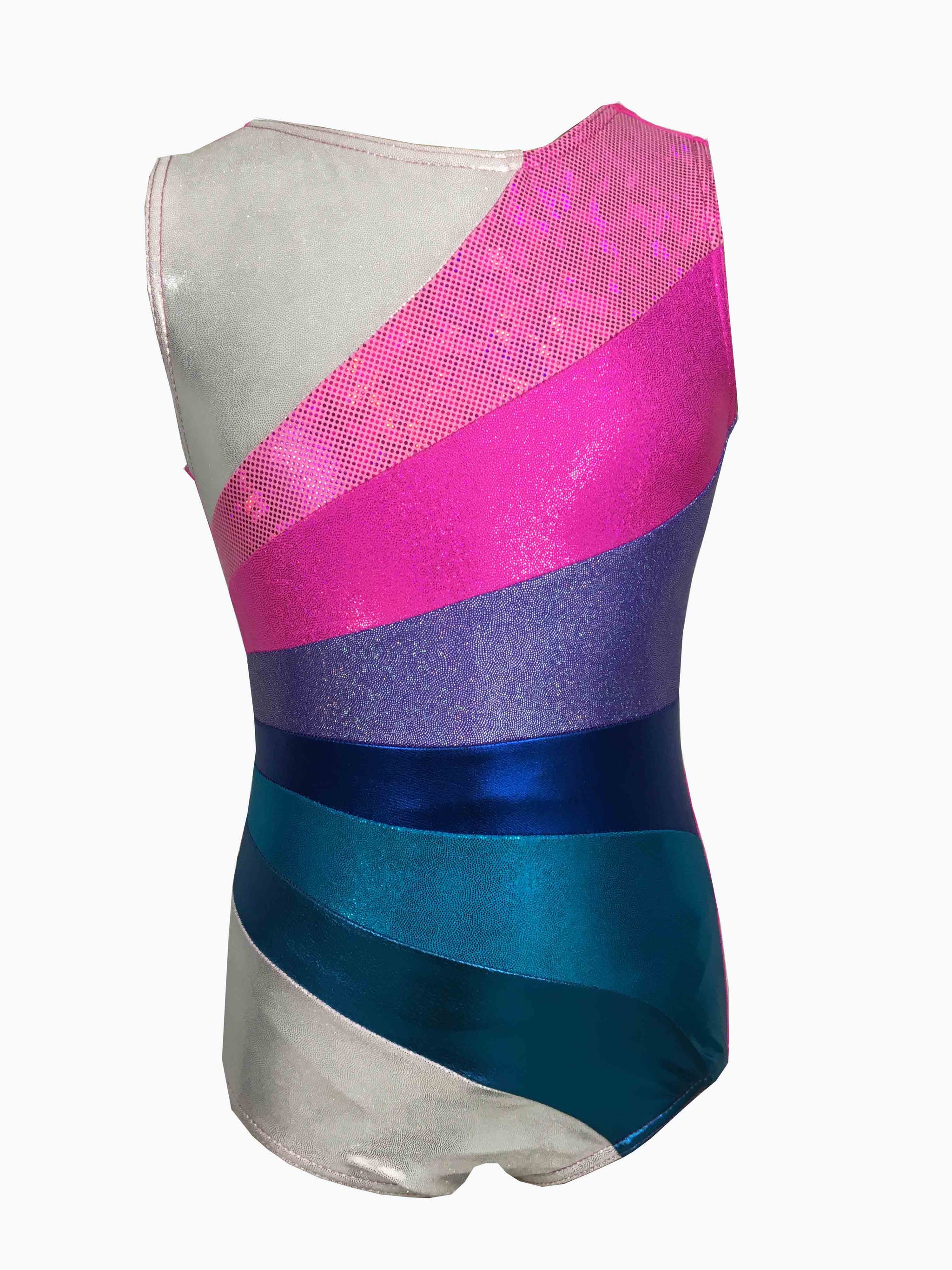 Fancy Sleeveless Leotard Multi Shimmer Panels (FL012)