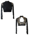 High Neck Lace Crop Top Long Sleeves LCTOP