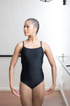 Spaghetti Strap Leotard with mesh insert black (FL014)