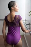 Capsleeve Leotard with lace insert Grape (FL020G)