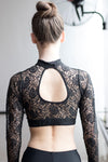 High Neck Long Sleeve Lace Crop Top
