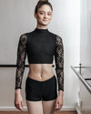 High Neck Long Sleeve Lace Crop Top