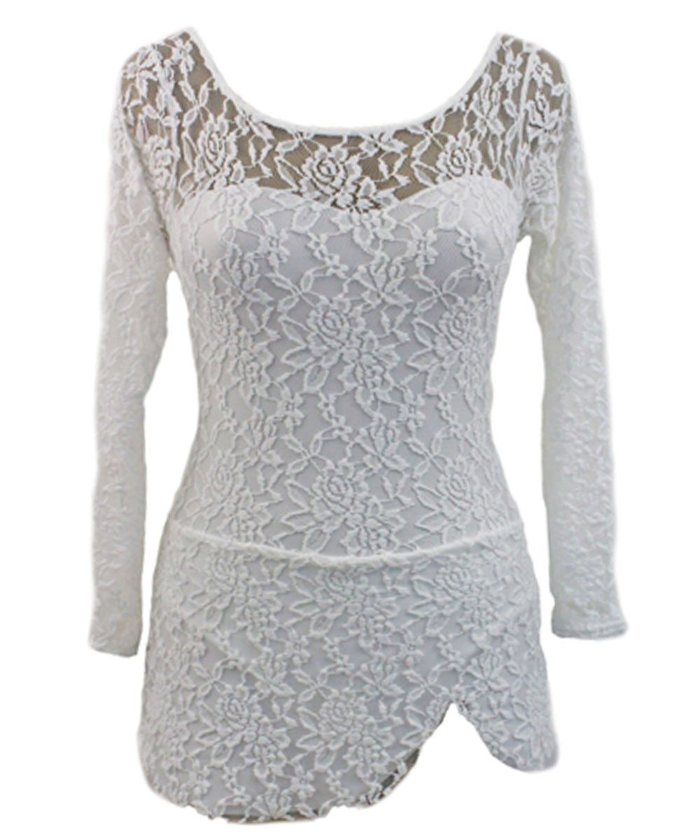 Lace leotard long sleeve best sale