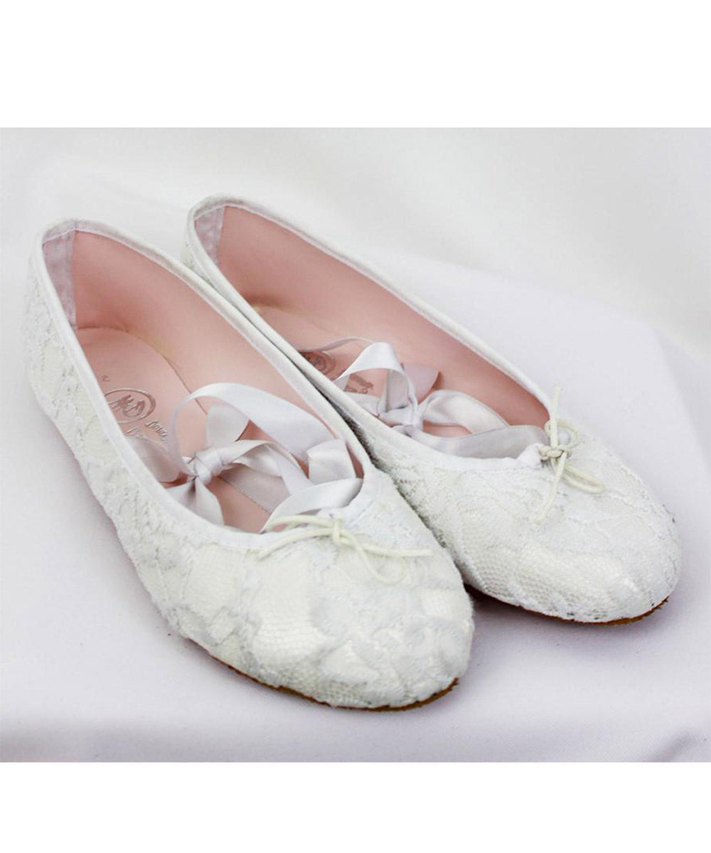 White Lace and Satin Ballet Pumps Turning Point 0814545933